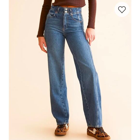 WE THE FREE Aster Seamed Relaxed Straight Leg Jeans Swarm size 30 Barrel Cotton - Picture 1 of 7